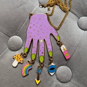 Buried Diamond Mystic Hand Pendant Charm Necklace